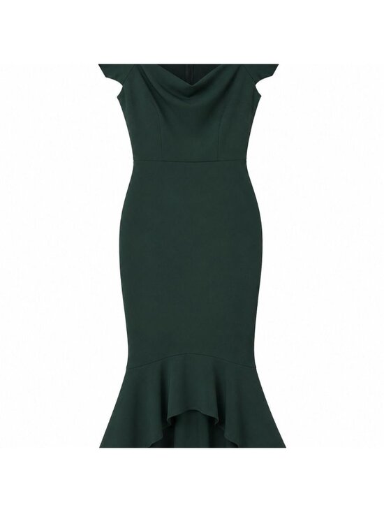 Lulus Dresses & Skirts - Lulus Emerald Green Mermaid Midi Dress XS Off Shoulder Ruffle Hem